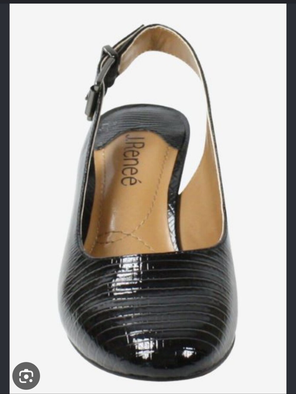 J.Renee Black Patent Lizard-Print Slingback Pumps